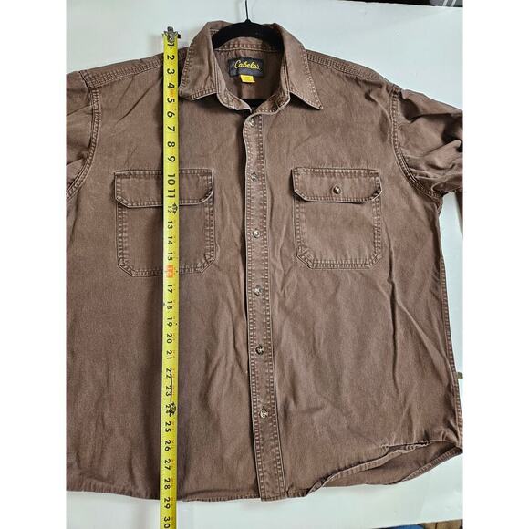Cabelas Mens Heavy Long Sleeve Shirt Size L Brown Cargo Outdoor Gear - Picture 4 of 7